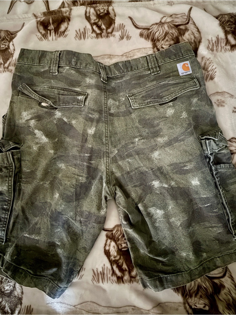 Carhartt Men’s Olive Green Camo Cargo Shorts